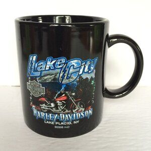 Harley-Davidson 2008 Lake Placid NY Lake City Coffee Mug Black Global Products